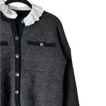 Maje  Mestino Wool Blend Cardigan Collared Sweater Gray Preppy Size 1/Small Photo 3