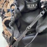 Akira Sequin cami Mini Bodycon dress black gold leaf pattern small Photo 6