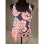 Lilly Pulitzer Silk Malie Tank Size XXS Racerback For the Halibut Navy Paisley Photo 1