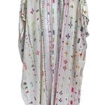 Mes Demoiselles Kimono White Multi Size OS Long Colorful Dolman Sleeve Coverup Photo 0