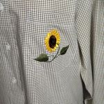Vintage fall Gingham Sunflower Embroidered Blouse Cottagecore Button Down M Yellow Size M Photo 6