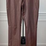 Suzanne Betro S Betro Faux Vegan Leather Brown Side Zip Pants M Long 34” Photo 0