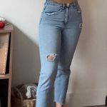 Cotton On Straight Stretch Light Wash Ripped Crop Denim Jeans Size 8 Blue Photo 1