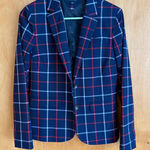 Tommy Hilfiger  Plaid Blazer Womens Size 2 Classic Fit‎ Navy Red White Photo 0