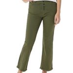Peace Love World  Olive Green Raw Hem Button Front Flare Jeans Women’s Size 2 Photo 0