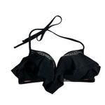 PINK - Victoria's Secret Victoria’s Secret PINK Black Push Up Ruffle Studded Rhinestone Cheeky Bikini Photo 7