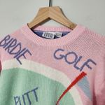 Vintage Leon Levine Pastel Golf Cotton Crewneck Sweater Birdie Swing Putt, S Pink Photo 1