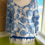 PEPPERMINT BAY 100% Cotton Seashell Green Blue Ombre Tunic Top Size S Photo 0