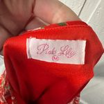 Pink Lily Red Floral Long Sleeve Short Romper Size Medium EUC Photo 9