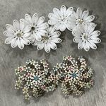 Vintage lot of 2 Clip on earrings White Sparkle Pink MCM Large Red Photo 0