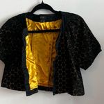 Nicole Miller  Black & Gold Cropped Jacket Women’s Size 10 Puff Sleeve Photo 3