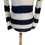 American Rag Women’s Striped Hooded Knit Sweater Navy Sz S Coastal Beachy Preppy Photo 7