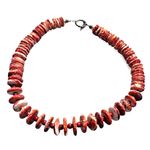 Navajo Spiny Oyster Necklace w Chunky Red Orange Beads Silver Plated Toggle EUC Photo 0