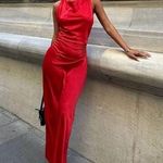 ZARA  dress Maxi  Red satin Lingerie Fitted wedding Party Photo 5