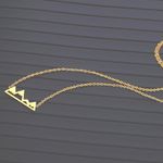 Boutique NEW Yellow Gold Plated Snowy Mountain Bar Pendant Necklace,‎ 16-18” Photo 4