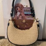 Elegant Tan and Black woven Women's shoulder hobo bag Brown Photo 2