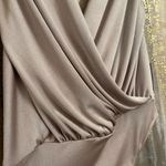 EXPRESS Tan Shiny Stretchy Wrap Front Halter Tie Neck Bodysuit Medium NWT Photo 2