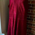 Charter Club Burgundy Lace Midi Dress Crochet Lace Flowers Boho Chic Witchy Vibe Photo 1