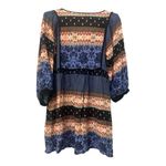 Entro  Womens Tie Up Neck 3/4 Sleeve Mixed Print Casual Boho Tunic‎ Dress M Photo 3