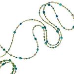 Handmade Beaded blue green necklace bracelet set, faux pearls, seed, glass & resin beads Photo 0