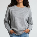 Aerie Oversized Long Sleeve Crew Neck Top Sweater Striped Size S Grey Layering Photo 0