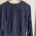Rails  Beaux Ruffle Waist Silk Blouse In Navy Crescent Moon Photo 7
