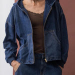 NWT Ruti Relaxed Denim Hooded Jacket Zip Up Slouchy Size Small/ Medium Blue Photo 0