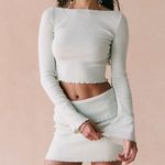 Free People Soleil Set Mineral Sea Two-Piece Long Sleeve & Mini Skirt Size L Photo 0