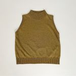 Vintage Metallic Gold Mockneck Knit Sleeveless Top | Size M Size M Photo 5