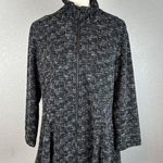 Yushi Womens Stand Collar Swing Jacket Full Zip L Large Gray Black High Low Photo 0