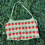 Motel Rocks Motel Roe Crop Top in Mint String Of Strawberries Size XS Photo 3