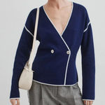 Derek Lam  Blue Cardigan Sweater MEDIUM Preppy Blazer Career Work Designer $425 Photo 0