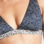 Athleta NWT  Navy Blue & White Bikini Top - Size Large Photo 0