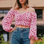 ZARA Ruched Floral Crop Top Photo 5