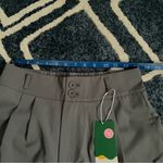 Halara  NWT M Petite Gray Griffin High Waist Pleated Wide Leg Work Pants Photo 3