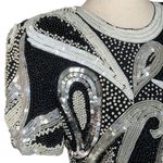 Jaisgumo Vintage Silk Sequin and Pearl Top Black Photo 7