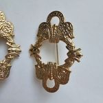 Vintage 80s Maximalist Gold metal lightweight pierced earrings Photo 2
