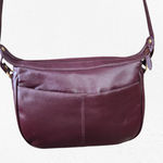 1980s Vintage Burgundy Leather Crossbody Satchel – Luxe Structured Shoulder Bag Red Photo 4
