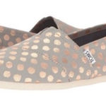 Toms  Women's Slip-on Shoes Grey Rose Gold Metallic Polka Dot Casual Comfort 10 Photo 0