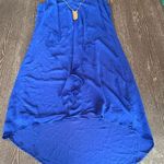 INC Women's Blue Ruffled V-Neck Hi-Low Sleeveless Party Dress S Photo 4