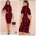 SheIn COPY - Mock Neck Tartan Bodycon Dress, size S Photo 1