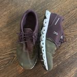 on cloud  Purple Green Tennis Shoes Photo 2