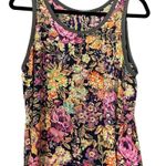 Lush Clothing Lush Tank Top Pixelated Floral High-Low Vibrant Sleeveless Shirt Blouse Large Photo 0