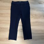 Ralph Lauren Lauren Womens Navy Blue Straight Leg Pants Size 14 Cotton Blend Photo 4