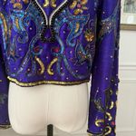 Vintage 80s Hudson’s Silk Purple Gold Bling Cropped Bolero Jacket S M Size M Photo 7