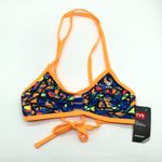 Tyr. Costa Mesa Pacific Tieback Bikini Top Swimwear Strappy Orange Blue M (8) Photo 2