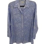 Habitat Button Front Shirt Womens Small Blue White Abstract Print Cotton Photo 0