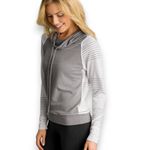 Athleta Womens Hoodie Size S Limitless Perforated Long Sleeve Gray White Photo 1