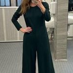 ADAM LIPPES Dark Green Crewneck Long Sleeve Wide Leg Sleek Jumpsuit Size 2 Photo 15