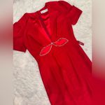 Mac Duggal NWOT  2630 Plunge Neck Embellished Cut Out Gown Red Sz 8 Photo 3